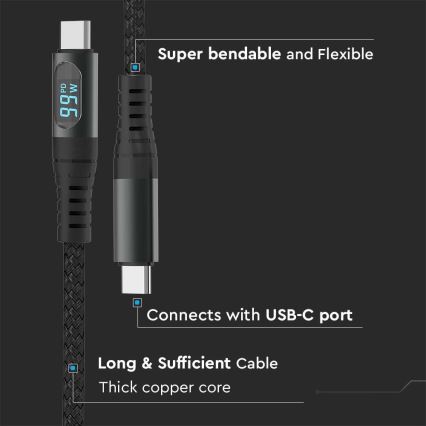 USB-кабель с разъемом TYPE C и светодиодным дисплеем 1м