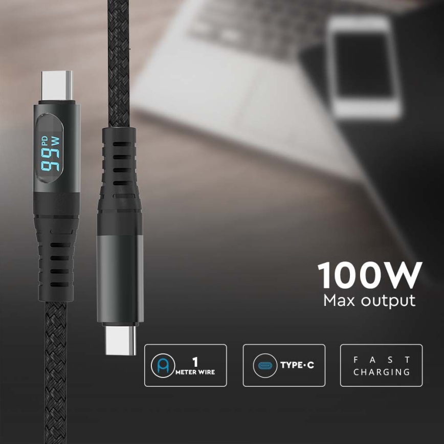 USB-кабель с разъемом TYPE C и светодиодным дисплеем 1м