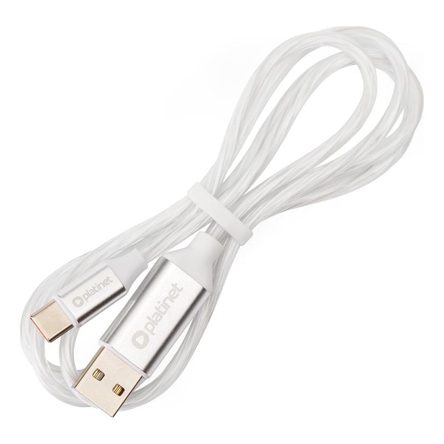 USB-кабель USB-A / USB-C соединитель со светодиодной подсветкой 18W 1 м белый