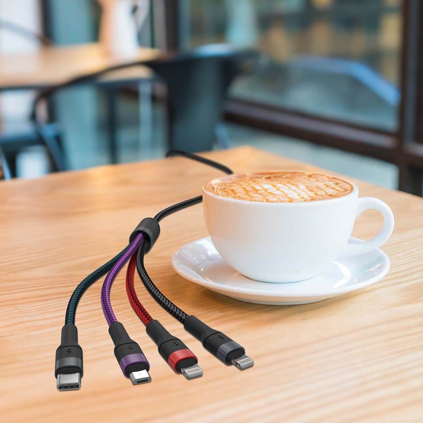 USB-кабель USB-A / USB Lightning  / MicroUSB / USB-C 1,2м цветной