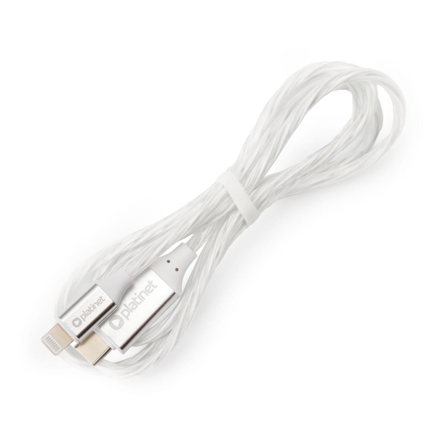 USB-кабель USB-C / Lightning соединитель со светодиодной подсветкой 27W 1 м белый
