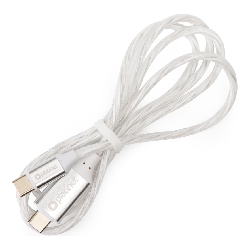 USB-кабель USB-C / USB-C роз’єм з LED підсвіткою 60W 1м білий