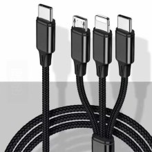 USB-кабель Lightning / MicroUSB / USB-C 1м черный