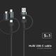 USB-кабель USB-A/ USB Lightning  / MicroUSB / USB-C Power Delivery 60W 1,2м черный