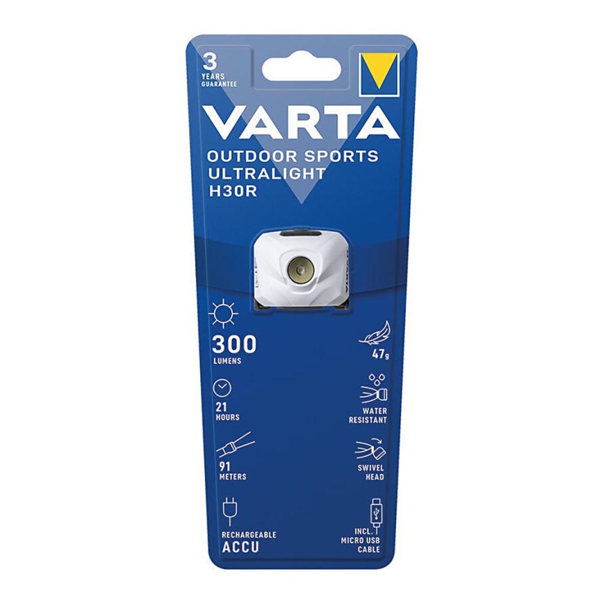 Varta 18631101401 - Світлодіодний акумуляторний налобний ліхтар з регулюванням яскравості OUTDOOR SPORTS LED/5V IPX4 білий