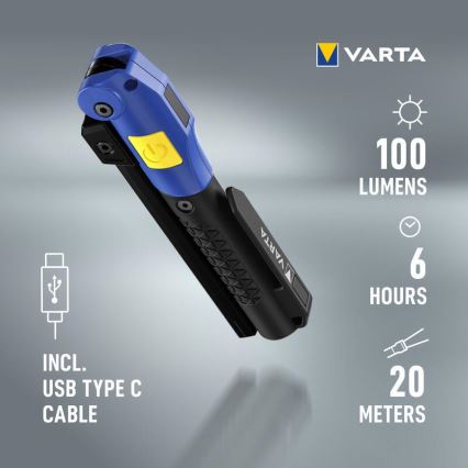 Varta 18649101401 - Светодиодный аккумуляторный фонарик WORK FLEX F20R LED/5V IP54