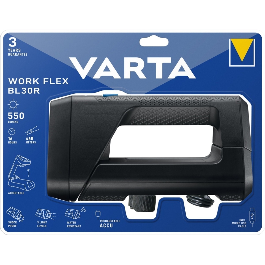 Varta 18684101401 - Светодиодный переносной фонарь WORK FLEX LED/5W/5V 2600mAh IPX4