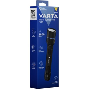 Varta 18922101111 - Светодиодный аккумуляторный фонарь с повербанком NIGHT CUTTER PRO F40R LED/USB IP67