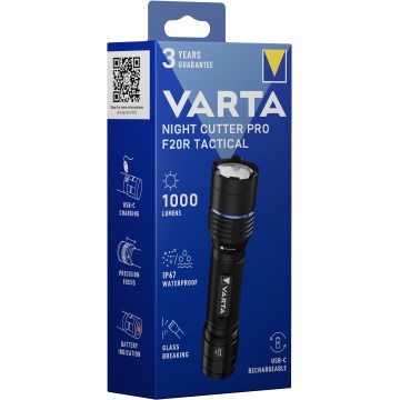 Varta 18923101111 - Светодиодный тактический аккумуляторный фонарь NIGHT CUTTER PRO F20R LED/USB