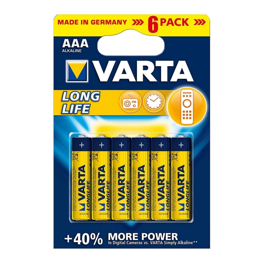 Varta 4103 - 6 шт. Лужна батарейка LONGLIFE EXTRA AAA 1,5V