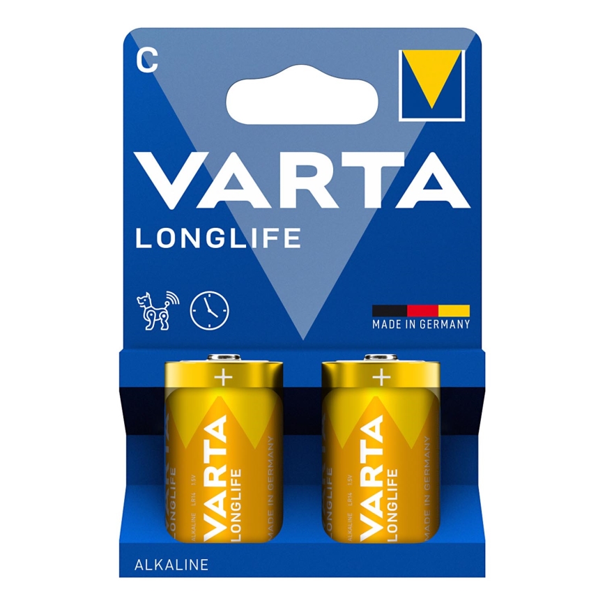 Varta 4114101422 - 2 шт. щелочные батарейки LONGLIFE LR14/C 1,5 В