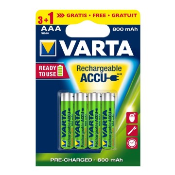 Varta 5670 - Аккумуляторные батарейки ACCU AAA Ni-MH/800 мАч/1,2V 3+1 шт.