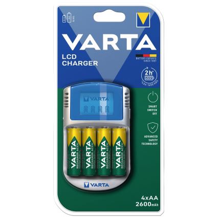 Varta 57070201451 - LCD Зарядний пристрій для акумуляторів 4xAA/AAA 2600mAh 5V