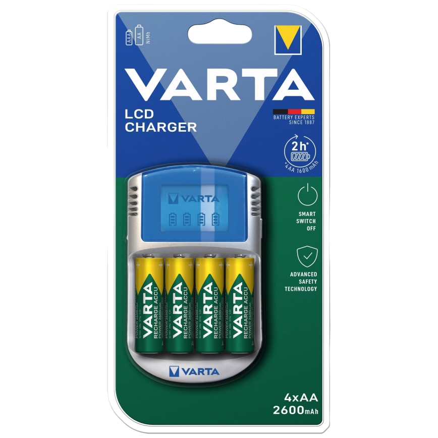 Varta 57070201451 - Зарядное устройство с ЖК-дисплеем 4xAA/AAA 2600mAh 5V