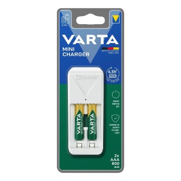Varta 57656201421 - Зарядное устройство для аккумуляторов 2×AA/AAA, 800 мА·ч, 230 В