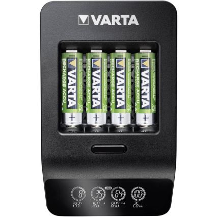 VARTA 57684 - Умное зарядное устройство с LCD-дисплеем 4xAA/AAA зарядка 1,5ч