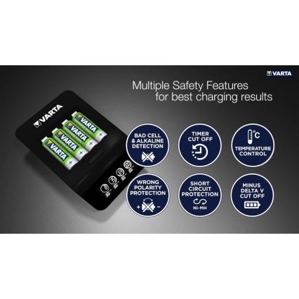 VARTA 57684 - Умное зарядное устройство с LCD-дисплеем 4xAA/AAA зарядка 1,5ч