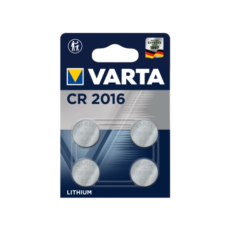 Varta 6016101404 - 4 шт Літієва кнопкова батарейка ELECTRONICS CR2016 3V