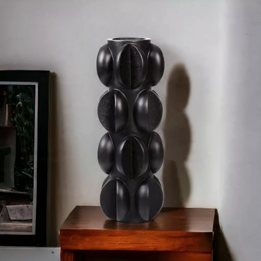 Ваза 37x15 см — полимерная смола, матовая чёрная