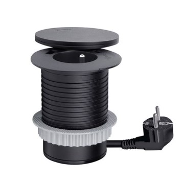 Вбудована розетка з бездротовою зарядкою 10 Вт, 1 розетка + USB A+C, чорна