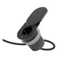 Вбудована розетка з висувною кришкою, 1 розетка + USB-C + USB-A, чорна