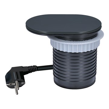 Вбудована розетка з висувною кришкою 20W, 1 розетка + USB A+C, чорна