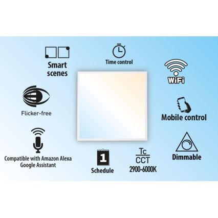 Вбудована стельова LED панель з регулюванням яскравості LIBRA LED/40W/230V 2900-6000K Wi-Fi Tuya