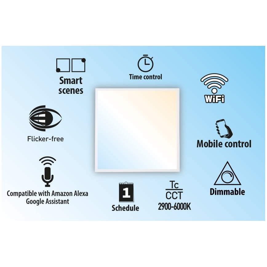 Вбудована стельова LED панель з регулюванням яскравості LIBRA LED/40W/230V 2900-6000K Wi-Fi Tuya