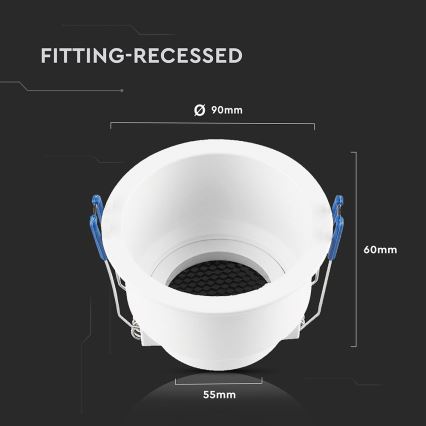 Вбудоване світильник GU10 діаметром 9 см білий