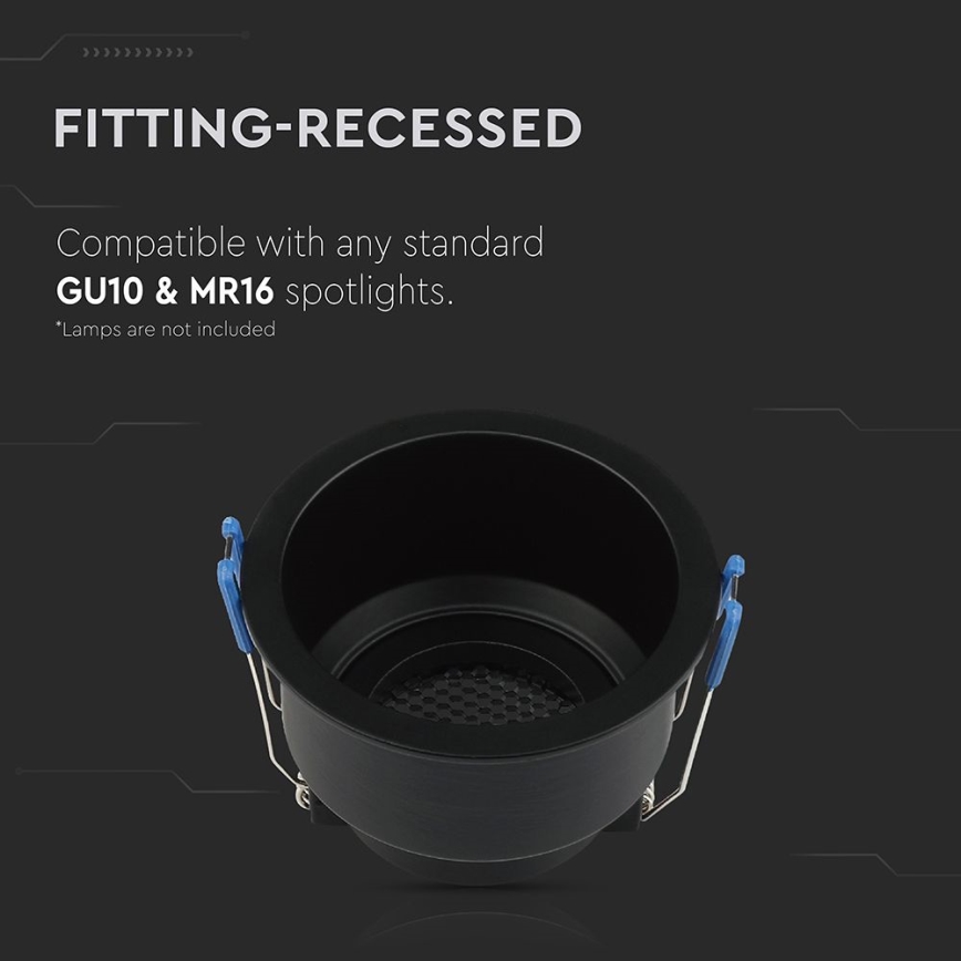 Вбудоване світильник GU10 діаметром 9 см чорний