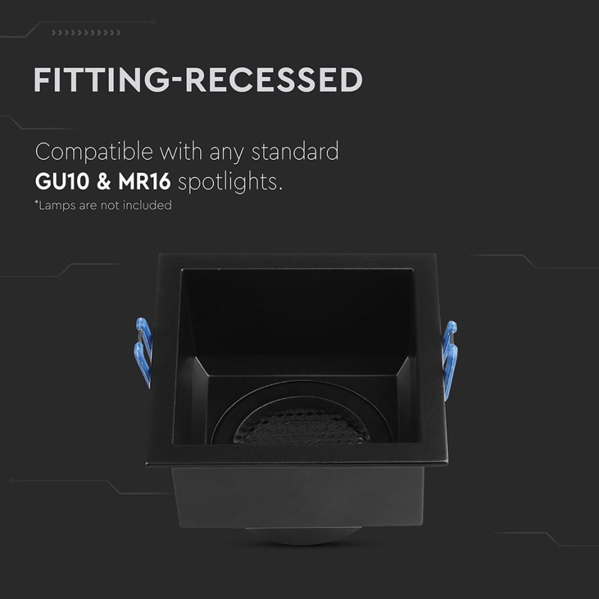 Вбудоване світильник GU10 9x9 см чорний