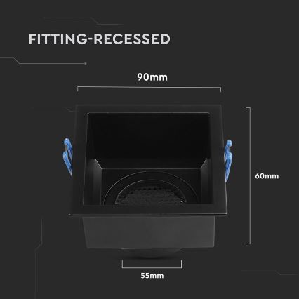 Вбудоване світильник GU10 9x9 см чорний