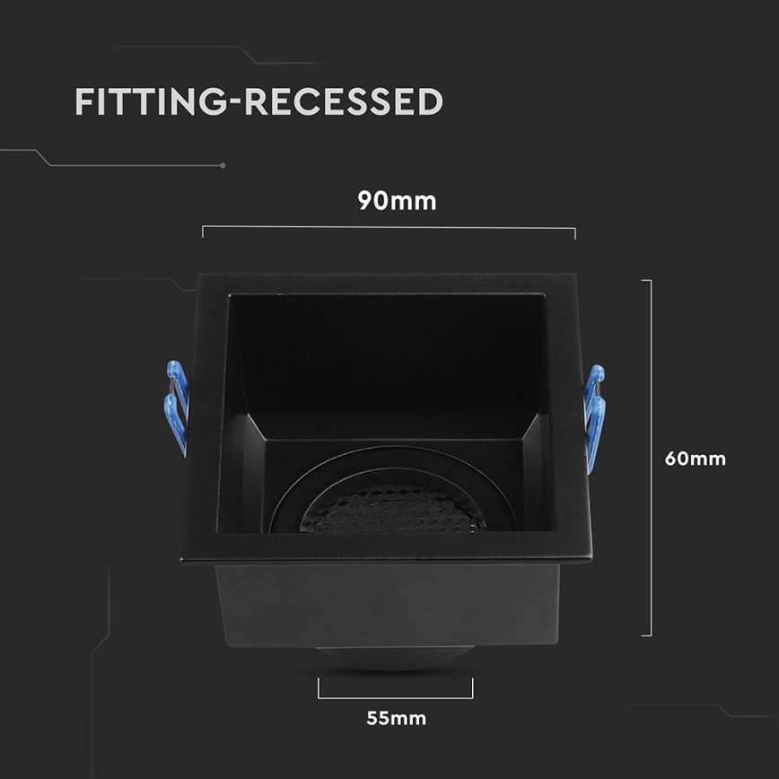 Вбудоване світильник GU10 9x9 см чорний