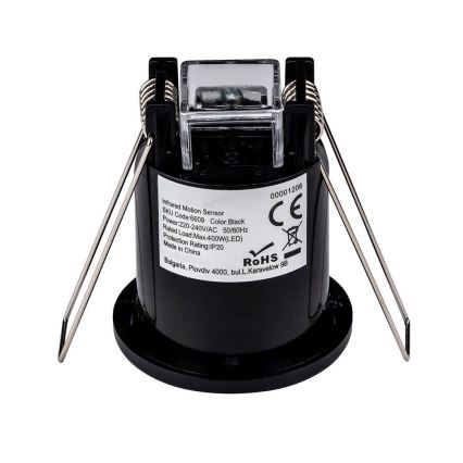 Вбудований датчик руху PIR 360° 400W/230V чорний
