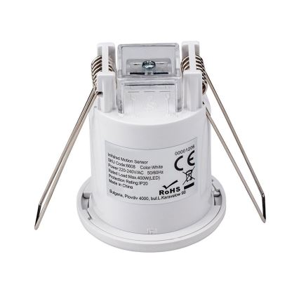 Вбудований датчик руху PIR 360° 400W/230V білий