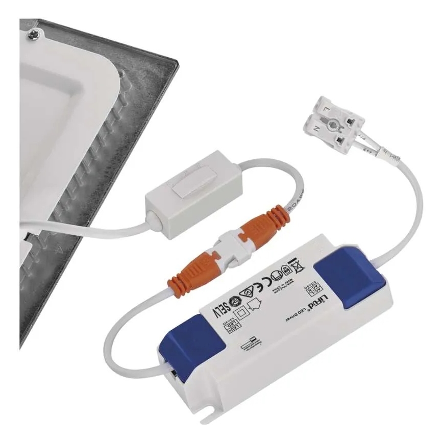 Вбудований LED-світильник NEXXO, 12,5 Вт, 230 В, 3000/3500/4000 К, сріблястий, 17x17 см