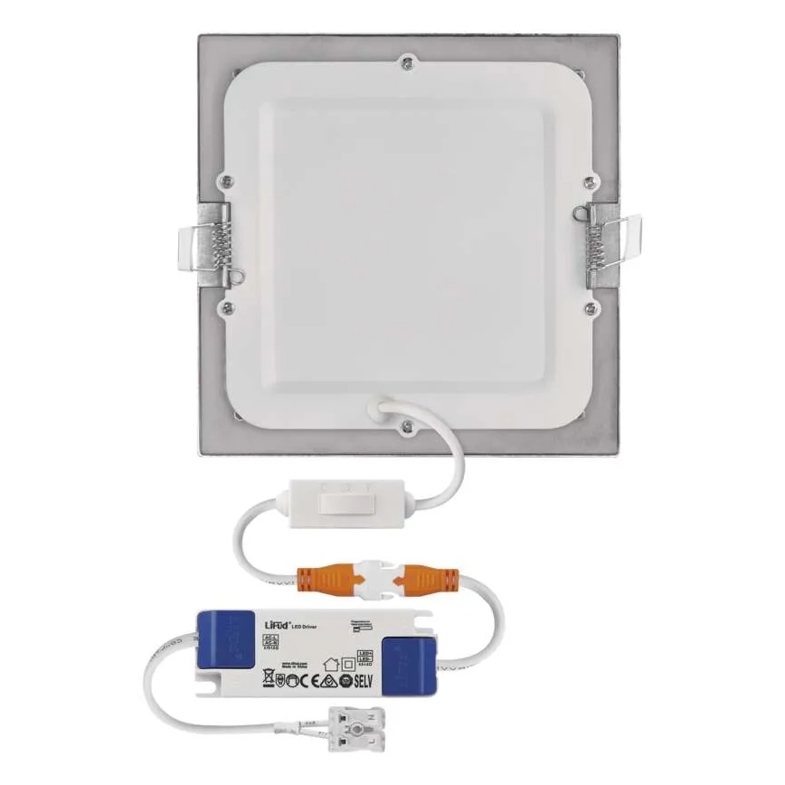 Вбудований LED-світильник NEXXO, 12,5 Вт, 230 В, 3000/3500/4000 К, сріблястий, 17x17 см