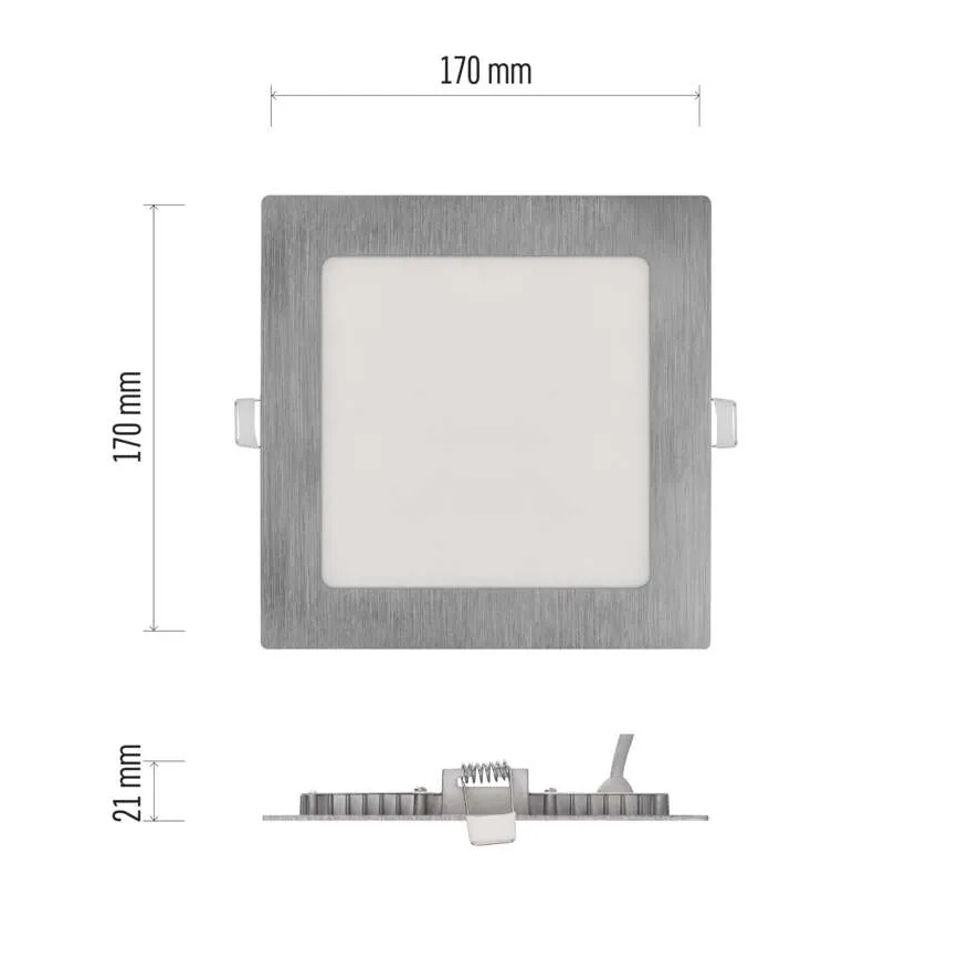 Вбудований LED-світильник NEXXO, 12,5 Вт, 230 В, 3000/3500/4000 К, сріблястий, 17x17 см
