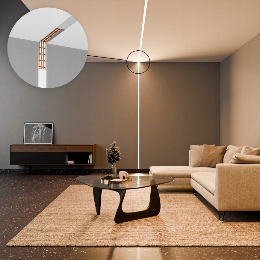 Вбудований профіль для LED-стрічок, 1 м — сріблястий/білий