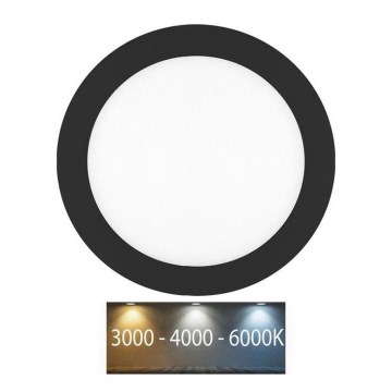 Вбудований стельовий LED світильник для ванної LADA LED/18W/230V 3000/4000/6000K діаметр 22 cm IP44 чорний