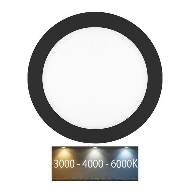 Вбудований стельовий LED світильник для ванної LADA LED/18W/230V 3000/4000/6000K діаметр 22 cm IP44 чорний