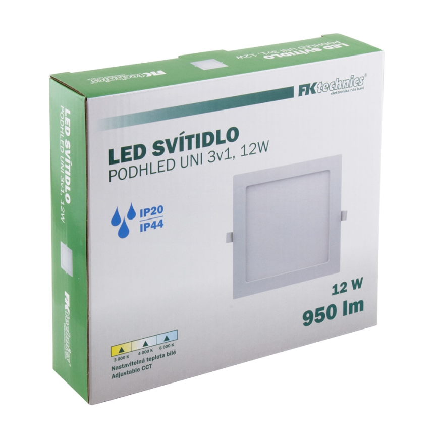 Вбудований стельовий LED світильник для ванної LED/12W/230V 3000/4000/6000K IP44