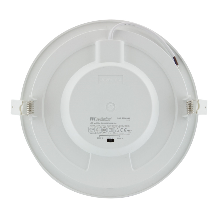 Вбудований стельовий LED світильник для ванної LED/18W/230V 3000/4000/6000K IP44