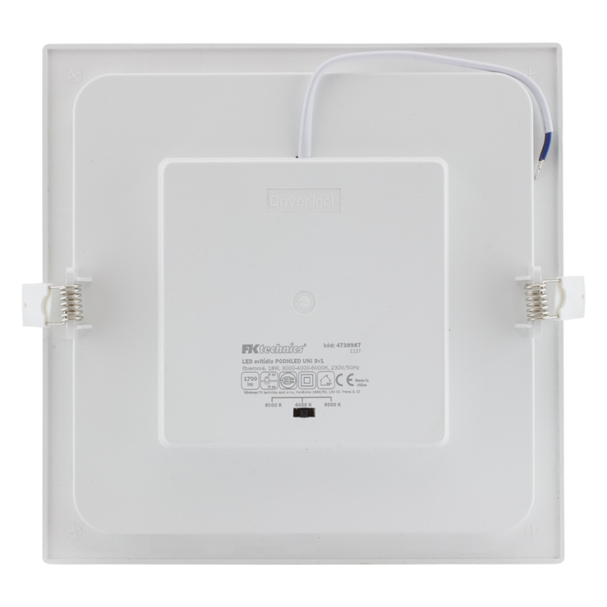 Вбудований стельовий LED світильник для ванної LED/18W/230V 3000/4000/6000K IP44