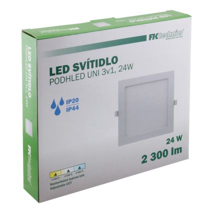 Вбудований стельовий LED світильник для ванної LED/24W/230V 3000/4000/6000K IP44