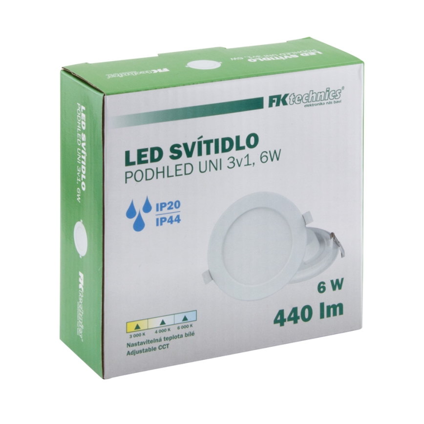 Вбудований стельовий LED світильник для ванної LED/6W/230V 3000/4000/6000K IP44