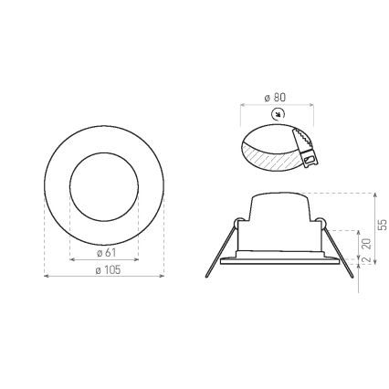 Вбудований стельовий LED світильник для ванної BONO LED/8W/230V 3000K IP65 чорний