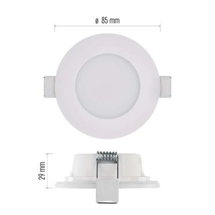 Вбудований стельовий LED світильник для ванної LORI LED/4,5W/230V IP65 2700/4000K діаметр 8,5 см білий