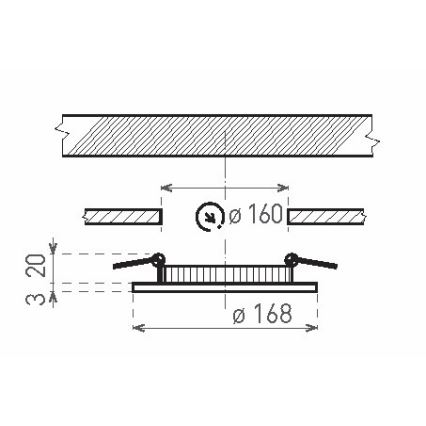 Вбудований стельовий LED світильник для ванної VEGA LED/12W/230V 3800K IP44