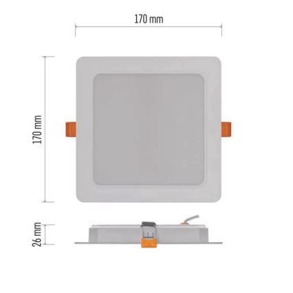 Вбудований стельовий LED світильник LED/18W/230V 17x17 cm білий